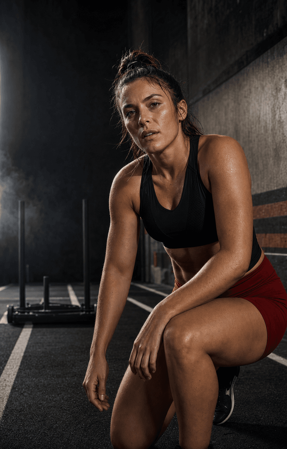 A female athlete recovering after a hard training effort